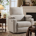 Oversized Power Swivel Rocker Recliner with Heating and Massage, Faux Leather, Grey U15594