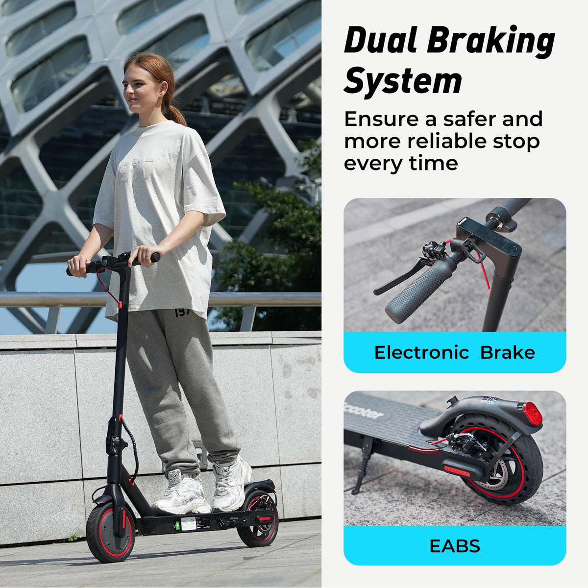 Electric Scooter 18Miles Max Range 19 Mph Foldable 8.5'' Solid Tire E62803