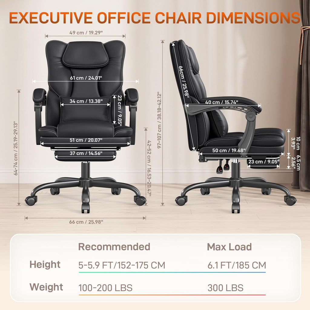 Black Ergonomic Office Chair with Foot Rest N9398