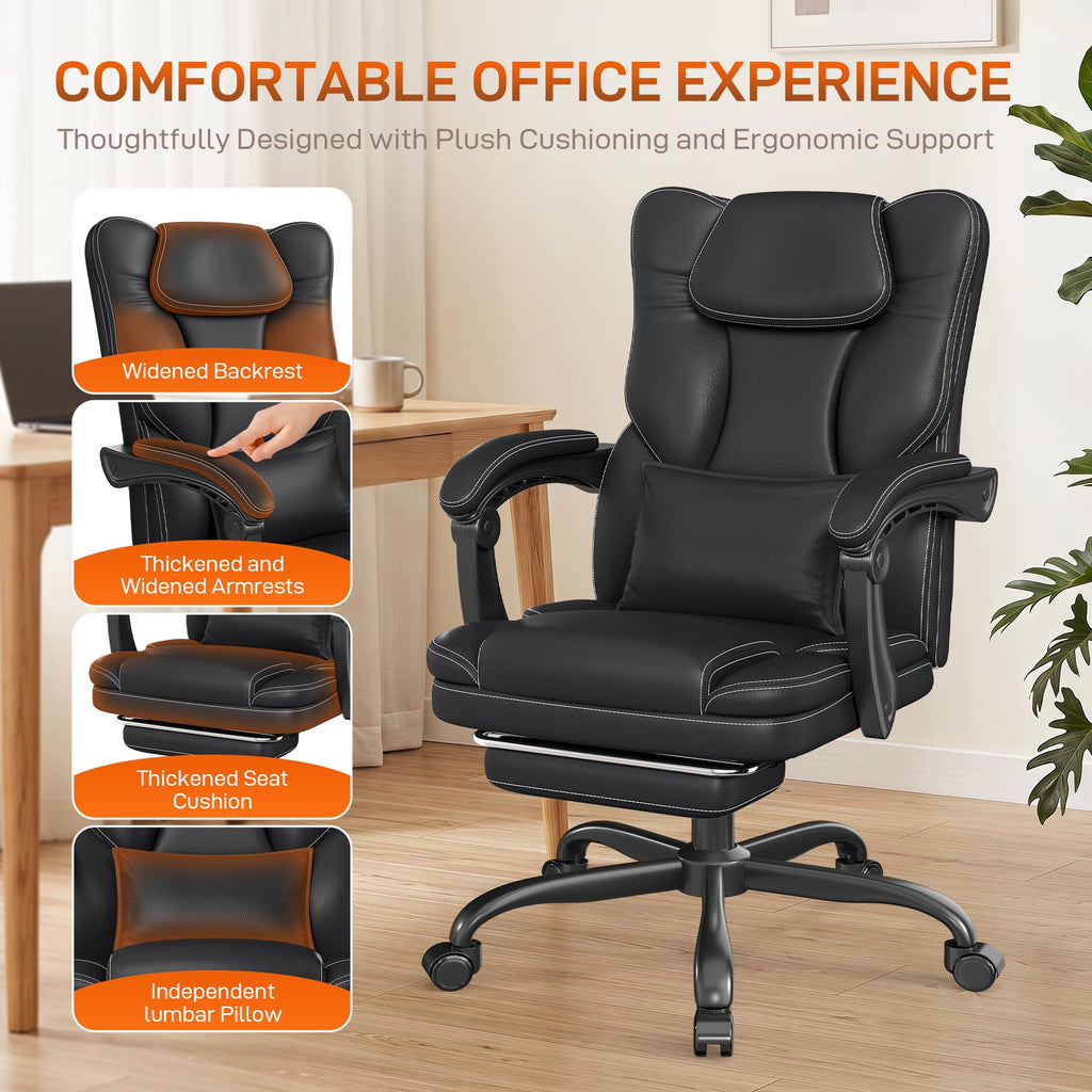 Black Ergonomic Office Chair with Foot Rest N9398
