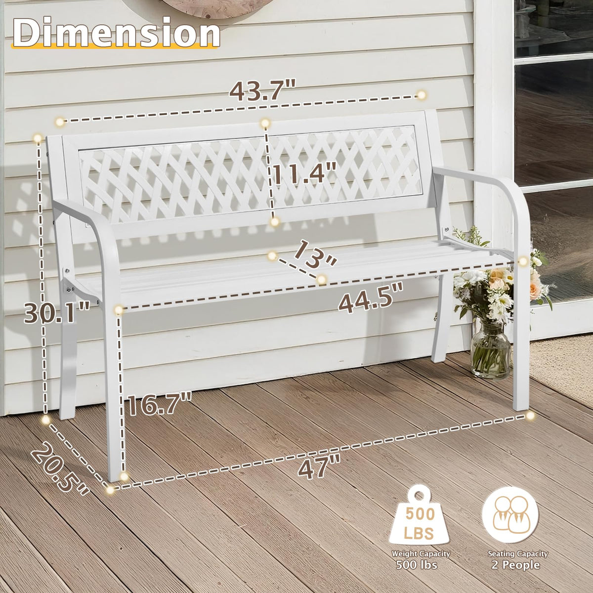 White 2-Person Outdoor Bench Z44167