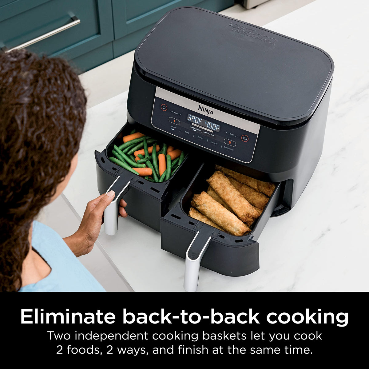6 Quart 5-in-1 DualZone 2-Basket Air Fryer, Black J622587