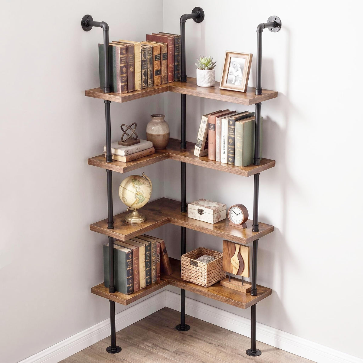 Industrial Pipe Corner Bookshelf R376855