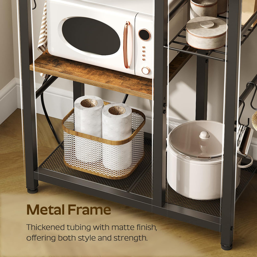 Rustic Brown Kitchen Storage Rack with Charging Station E268348