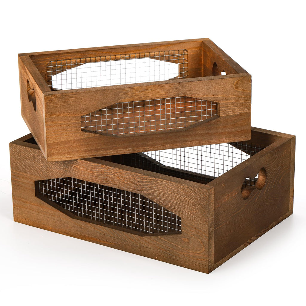 Set of 2 Wooden Nesting Countertop Baskets P580