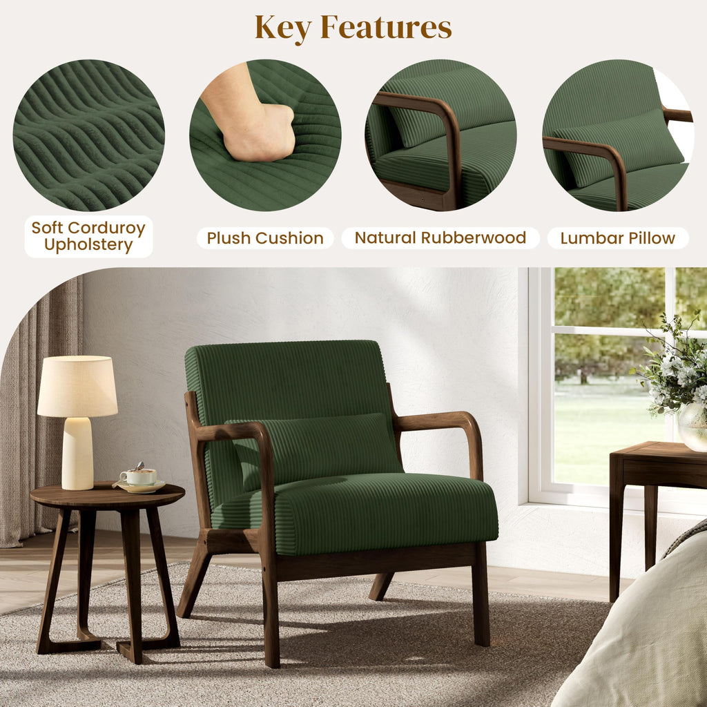 Dark Green Corduroy Accent Chair Set of 2 V609466