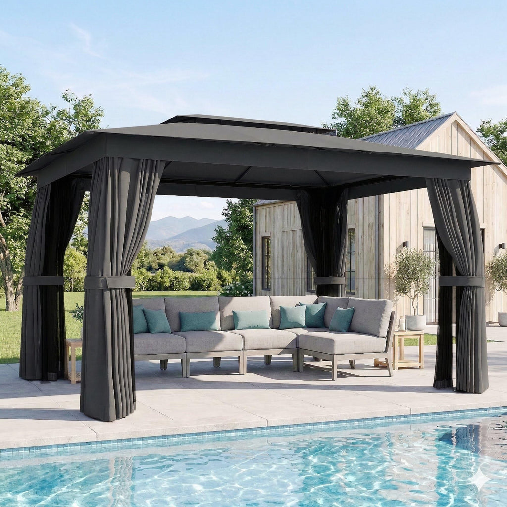10' x 12' Dark Gray Outdoor Patio Gazebo Q4170
