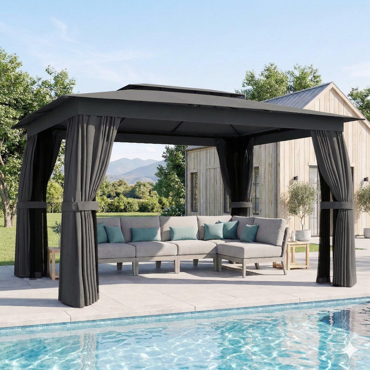 10' x 12' Dark Gray Outdoor Patio Gazebo Q4170
