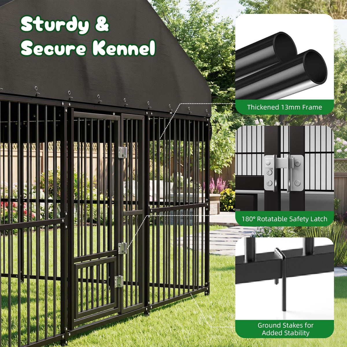 10x20 FT Heavy Duty Outdoor Dog Kennel with Roof R3083