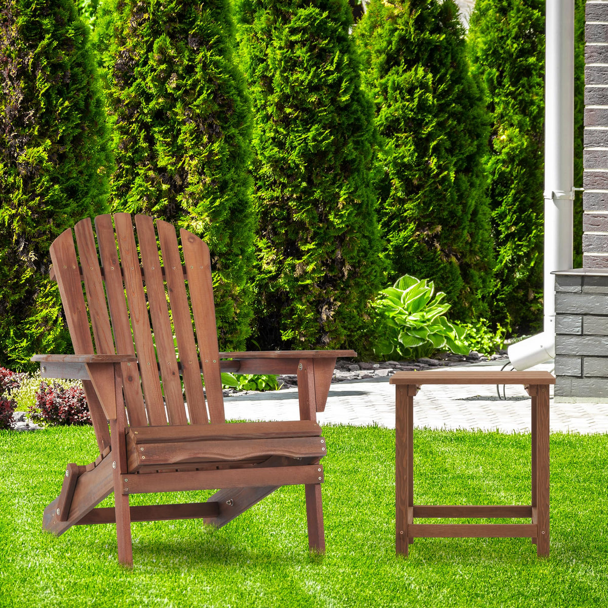 Folding Adirondack Chairs Set of 2 Solid Cedar Wood C124157