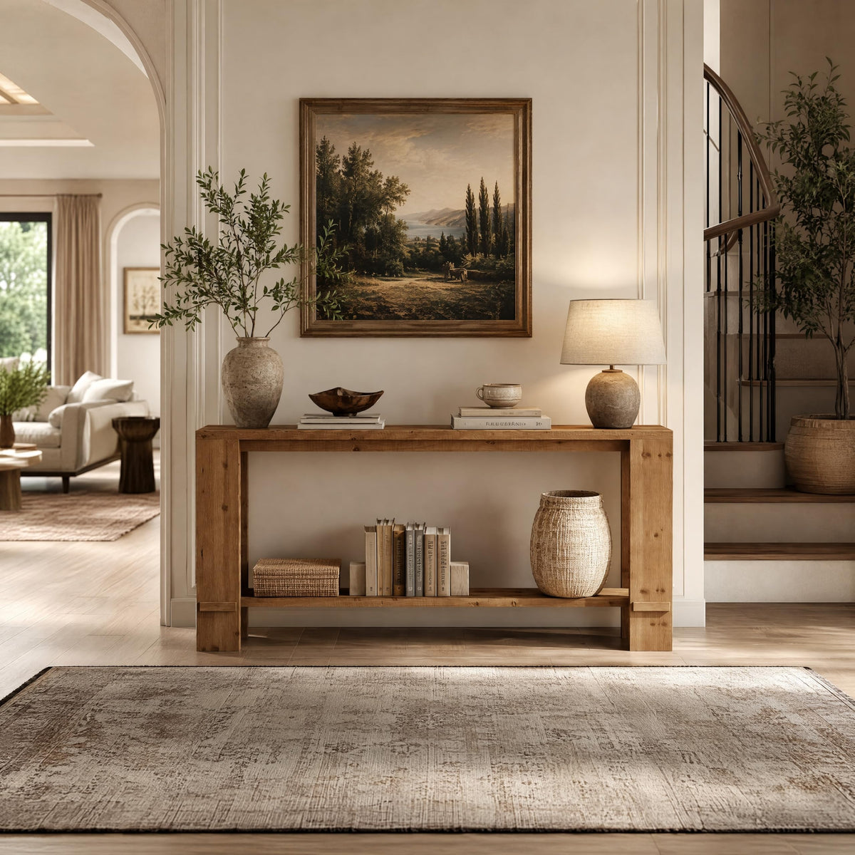 71" Solid Wood Console Table with Storage U881