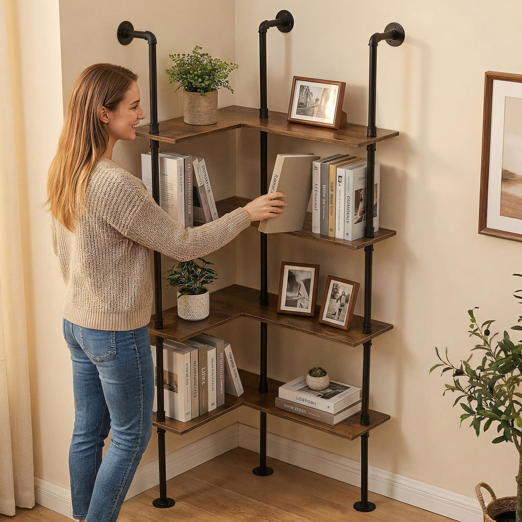 Industrial Pipe Corner Bookshelf R376855