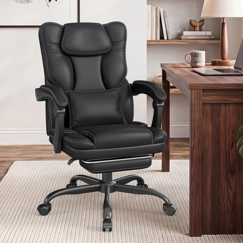 Black Ergonomic Office Chair with Foot Rest N9398