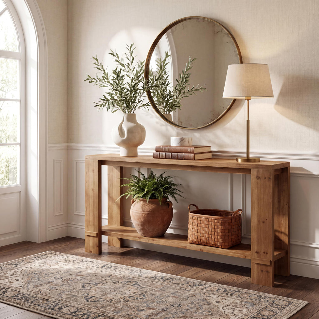 71" Solid Wood Console Table with Storage U881