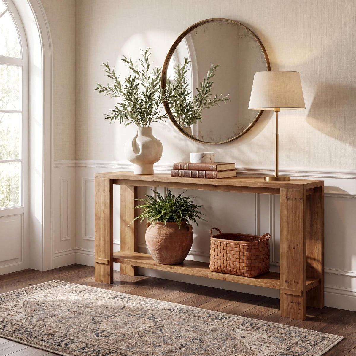 71" Solid Wood Console Table with Storage U881